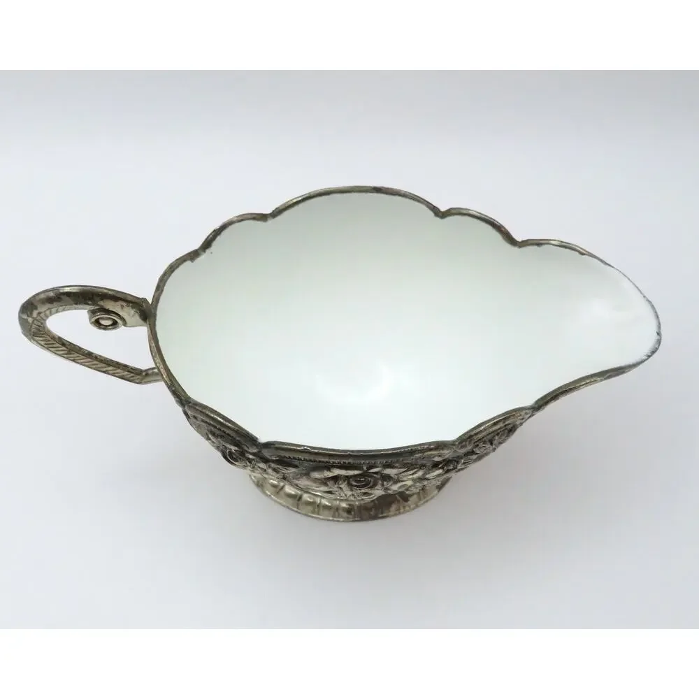 Vintage Cream Sugar Set w Tray, A Price Imports Japan Floral Silver Tone by APCO